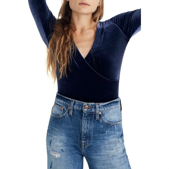 Madewell Tops - New Madewell Velvet Wrap Bodysuit Sz XS